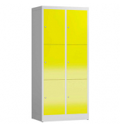 Schließfachschrank ClassiX lichtgrau, zinkgelb X-523326, 6 Schließfächer 80,0 x 50,0 x 180,0 cm