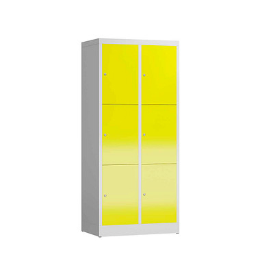 Schließfachschrank ClassiX lichtgrau, zinkgelb X-523326, 6 Schließfächer 80,0 x 50,0 x 180,0 cm