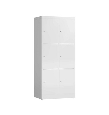 Schließfachschrank ClassiX signalweiß X-523327, 6 Schließfächer 80,0 x 50,0 x 180,0 cm