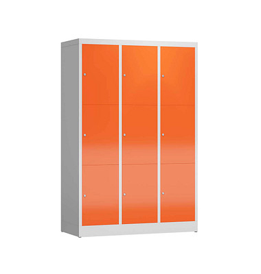 Schließfachschrank ClassiX feuerrot, lichtgrau X-523334, 9 Schließfächer 118,5 x 50,0 x 180,0 cm