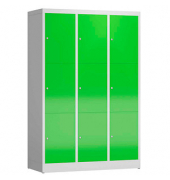 Schließfachschrank ClassiX gelbgrün, lichtgrau X-523335, 9 Schließfächer 118,5 x 50,0 x 180,0 cm
