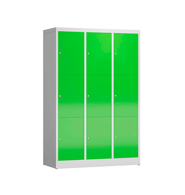 Schließfachschrank ClassiX gelbgrün, lichtgrau X-523335, 9 Schließfächer 118,5 x 50,0 x 180,0 cm