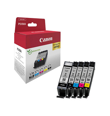 PGI-570 PGBK + CLI-571 BKCMY  2x schwarz, cyan, magenta, gelb Druckerpatronen, 5er-Set