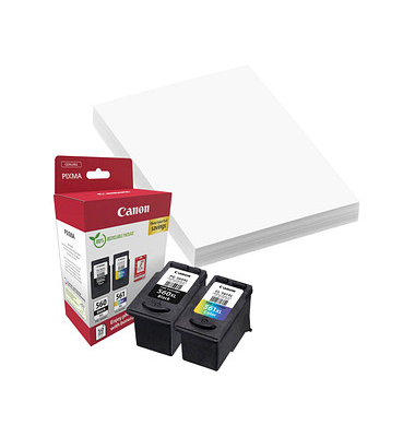 PG-560XL + CL-561XL  schwarz, color Druckköpfe + Fotopapier, 2er-Set