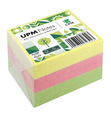 Haftnotizen 5854-21PG-6, brillant, 75x75mm, gelb/pink/grün, quadratisch