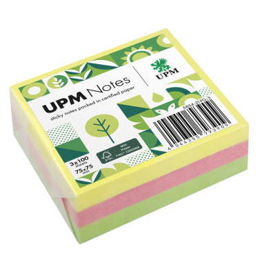 Haftnotizen 5854-21PG-3, brillant, 75x75mm, gelb/pink/grün, quadratisch