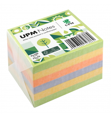 Haftnotizen 5854-76PG-6, Spring, 75x75mm, gr&uuml;n/gelb/orange/violett, ohne, quadratisch