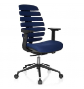 B&uuml;rodrehstuhl ERGO LINE II, blau / alu/schwarz, mit Armlehnen, bis 120kg, ohne Kopfst&uuml;tze