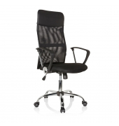 Chefsessel PURE NET, schwarz / chrom, mit Armlehnen, bis 120kg, ohne Kopfst&uuml;tze
