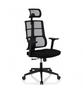 B&uuml;rodrehstuhl SPINEO PRO, schwarz / schwarz, mit Armlehnen, bis 120kg, mit Kopfst&uuml;tze