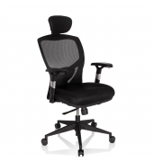 B&uuml;rodrehstuhl VENUS BASE, schwarz / schwarz, mit Armlehnen, bis 120kg, mit Kopfst&uuml;tze