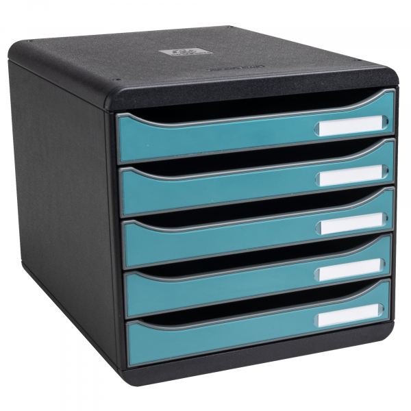 9002493309340 - Skandi Schubladenboxen PS (Polystyrol) Schwarz Pazifikblau 5 Schubladen 278 x 347 x 271 cm