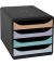 Schubladenbox Bigbox, A4+, 4 Schubladen, schwarz-pastell