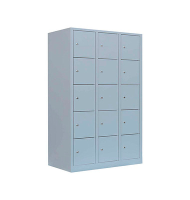 Schließfachschrank lichtgrau 523930, 15 Schließfächer 118,5 x 50,0 x 190,0 cm
