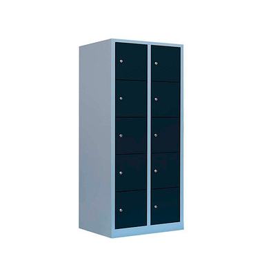 Schließfachschrank anthrazit, lichtgrau 523928, 10 Schließfächer 80,0 x 50,0 x 190,0 cm
