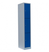 Schließfachschrank enzianblau, lichtgrau 520311, 3 Schließfächer 31,5 x 50,0 x 180,0 cm