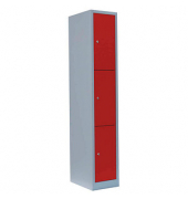 Schließfachschrank feuerrot, lichtgrau 520314, 3 Schließfächer 31,5 x 50,0 x 180,0 cm