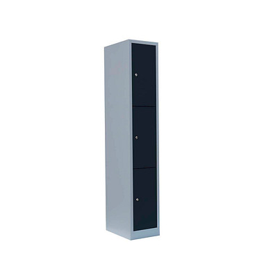 Schließfachschrank anthrazit, lichtgrau 520318, 3 Schließfächer 31,5 x 50,0 x 180,0 cm