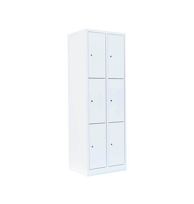 Schließfachschrank signalweiß 520327, 6 Schließfächer 60,0 x 50,0 x 180,0 cm