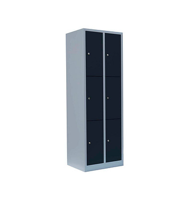 Schließfachschrank anthrazit, lichtgrau 520328, 6 Schließfächer 60,0 x 50,0 x 180,0 cm