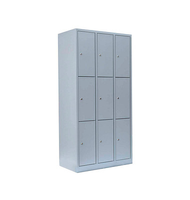 Schließfachschrank lichtgrau 520330, 9 Schließfächer 88,5 x 50,0 x 180,0 cm