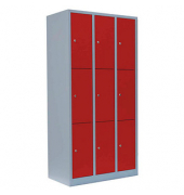 Schließfachschrank feuerrot, lichtgrau 520334, 9 Schließfächer 88,5 x 50,0 x 180,0 cm