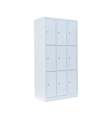 Schließfachschrank signalweiß 520337, 9 Schließfächer 88,5 x 50,0 x 180,0 cm