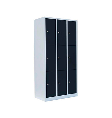 Schließfachschrank anthrazit, lichtgrau 520338, 9 Schließfächer 88,5 x 50,0 x 180,0 cm
