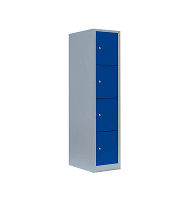 Schließfachschrank enzianblau, lichtgrau 523411, 4 Schließfächer 41,5 x 50,0 x 180,0 cm