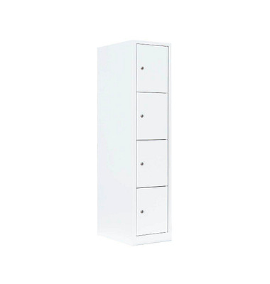 Schließfachschrank signalweiß 523417, 4 Schließfächer 41,5 x 50,0 x 180,0 cm