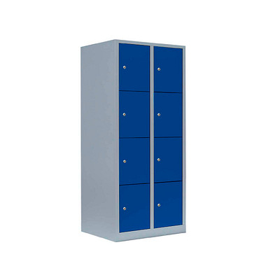 Schließfachschrank enzianblau, lichtgrau 523421, 8 Schließfächer 80,0 x 50,0 x 180,0 cm