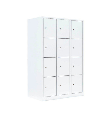 Schließfachschrank signalweiß 523437, 12 Schließfächer 118,5 x 50,0 x 180,0 cm