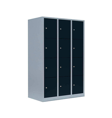 Schließfachschrank anthrazit, lichtgrau 523438, 12 Schließfächer 118,5 x 50,0 x 180,0 cm