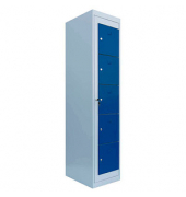 Schließfachschrank enzianblau, lichtgrau 526051, 5 Schließfächer 40,0 x 50,0 x 180,0 cm