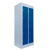 Schließfachschrank enzianblau, lichtgrau 526251, 10 Schließfächer 74,0 x 50,0 x 180,0 cm