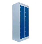 Schließfachschrank enzianblau, lichtgrau 526281, 16 Schließfächer 74,0 x 50,0 x 180,0 cm