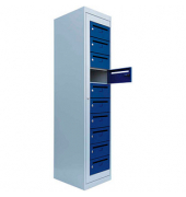 Schließfachschrank enzianblau, lichtgrau 526411, 10 Schließfächer 40,0 x 50,0 x 180,0 cm