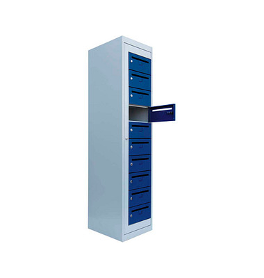 Schließfachschrank enzianblau, lichtgrau 526411, 10 Schließfächer 40,0 x 50,0 x 180,0 cm