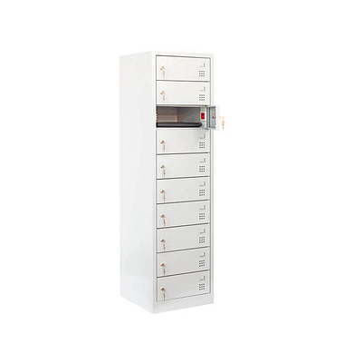 Schließfachschrank lichtgrau 526440, 10 Schließfächer 50,0 x 50,0 x 180,0 cm