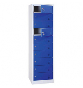 Schließfachschrank enzianblau, lichtgrau 526441, 10 Schließfächer 50,0 x 50,0 x 180,0 cm