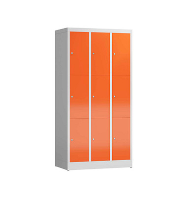 Schließfachschrank ClassiX feuerrot, lichtgrau X-520334, 9 Schließfächer 87,0 x 50,0 x 180,0 cm