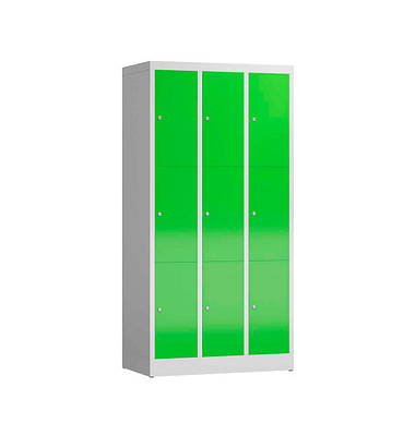 Schließfachschrank ClassiX gelbgrün, lichtgrau X-520335, 9 Schließfächer 87,0 x 50,0 x 180,0 cm