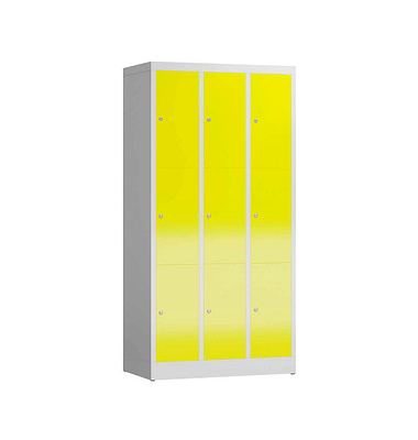 Schließfachschrank ClassiX lichtgrau, zinkgelb X-520336, 9 Schließfächer 87,0 x 50,0 x 180,0 cm
