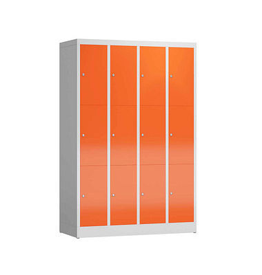 Schließfachschrank ClassiX feuerrot, lichtgrau X-520344, 12 Schließfächer 118,5 x 50,0 x 180,0 cm