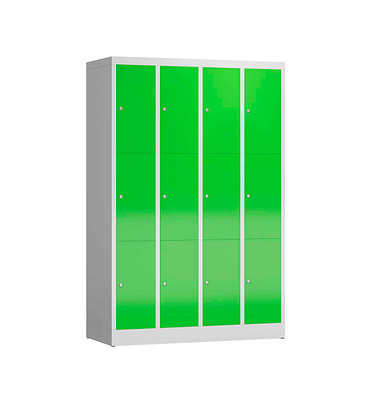Schließfachschrank ClassiX gelbgrün, lichtgrau X-520345, 12 Schließfächer 118,5 x 50,0 x 180,0 cm