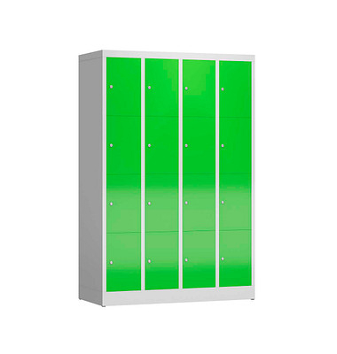 Schließfachschrank ClassiX gelbgrün, lichtgrau X-520445, 16 Schließfächer 118,5 x 50,0 x 180,0 cm