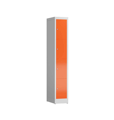 Schließfachschrank ClassiX feuerrot, lichtgrau X-520414, 4 Schließfächer 31,0 x 50,0 x 180,0 cm