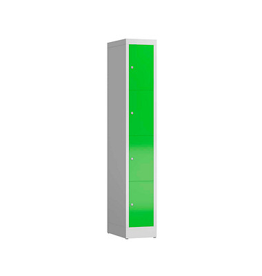 Schließfachschrank ClassiX gelbgrün, lichtgrau X-520415, 4 Schließfächer 31,0 x 50,0 x 180,0 cm