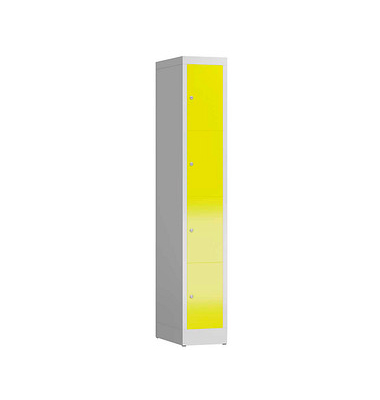 Schließfachschrank ClassiX lichtgrau, zinkgelb X-520416, 4 Schließfächer 31,0 x 50,0 x 180,0 cm