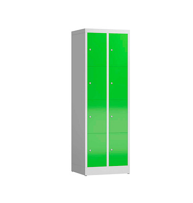 Schließfachschrank ClassiX gelbgrün, lichtgrau X-520425, 8 Schließfächer 59,0 x 50,0 x 180,0 cm